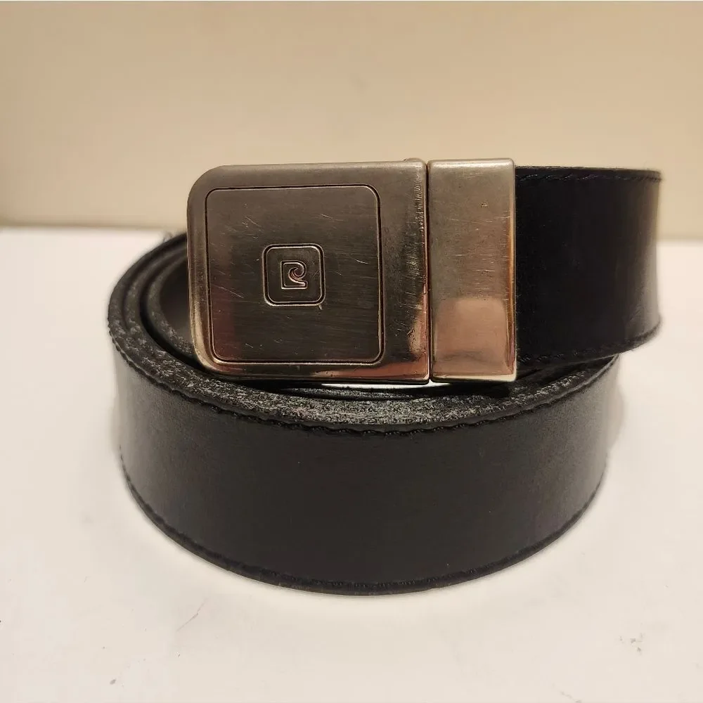 Vintage '70s Pierre Cardin Reversible Blck/Brwn Leather Belt Wmens Med/ Mens 36